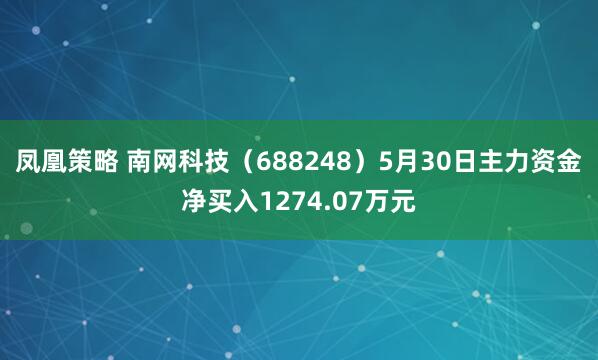 凤凰策略 南网科技（688248）5月30日主力资金净买入1274.07万元