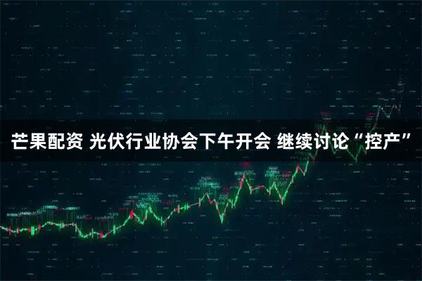 芒果配资 光伏行业协会下午开会 继续讨论“控产”