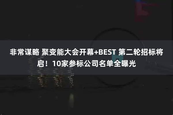 非常谋略 聚变能大会开幕+BEST 第二轮招标将启!10家参标公司名单全曝光
