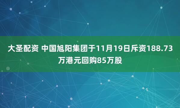 大圣配资 中国旭阳集团于11月19日斥资188.73万港元回购85万股