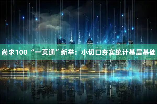 尚求100 “一页通”新举：小切口夯实统计基层基础
